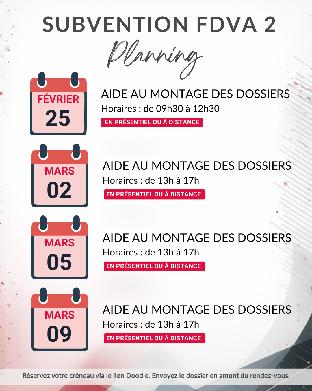 Créneaux accompagnement FDVA 2